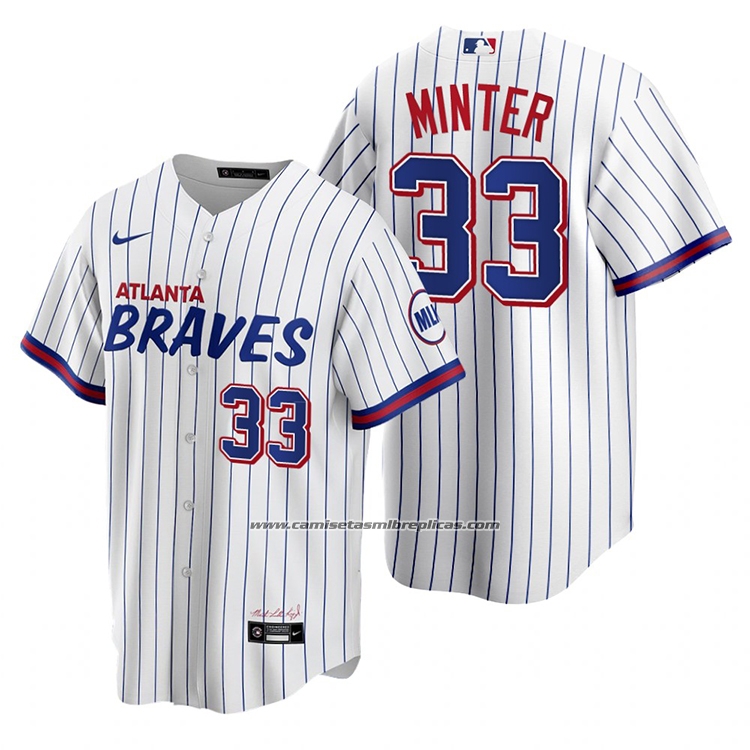 Camiseta Beisbol Hombre Atlanta Braves A.j. Minter Replica 2021 City Connect Blanco